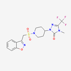 molecular formula C17H18F3N5O4S B2965097 1-(1-((benzo[d]isoxazol-3-ylmethyl)sulfonyl)piperidin-4-yl)-4-methyl-3-(trifluoromethyl)-1H-1,2,4-triazol-5(4H)-one CAS No. 2034330-65-7