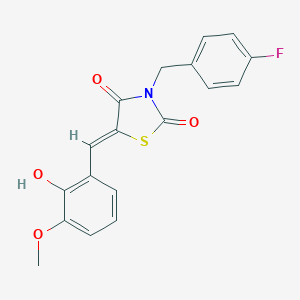 molecular formula C18H14FNO4S B296511 (5Z)-3-(4-fluorobenzyl)-5-(2-hydroxy-3-methoxybenzylidene)-1,3-thiazolidine-2,4-dione 