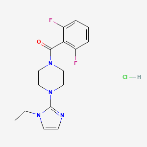molecular formula C16H19ClF2N4O B2965117 (2,6-difluorophenyl)(4-(1-ethyl-1H-imidazol-2-yl)piperazin-1-yl)methanone hydrochloride CAS No. 1331333-20-0