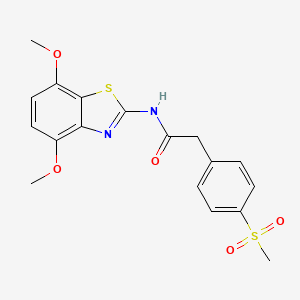 molecular formula C18H18N2O5S2 B2965122 N-(4,7-dimethoxybenzo[d]thiazol-2-yl)-2-(4-(methylsulfonyl)phenyl)acetamide CAS No. 941931-03-9
