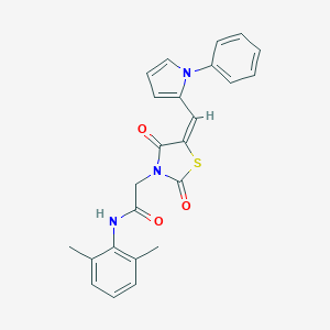 molecular formula C24H21N3O3S B296513 N-(2,6-dimethylphenyl)-2-{(5E)-2,4-dioxo-5-[(1-phenyl-1H-pyrrol-2-yl)methylidene]-1,3-thiazolidin-3-yl}acetamide 