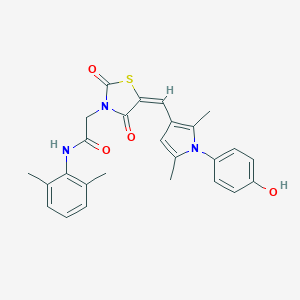 molecular formula C26H25N3O4S B296514 N-(2,6-dimethylphenyl)-2-(5-{[1-(4-hydroxyphenyl)-2,5-dimethyl-1H-pyrrol-3-yl]methylene}-2,4-dioxo-1,3-thiazolidin-3-yl)acetamide 