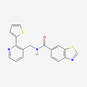 molecular formula C18H13N3OS2 B2965148 N-((2-(噻吩-2-基)吡啶-3-基)甲基)苯并[d]噻唑-6-甲酰胺 CAS No. 2034207-64-0
