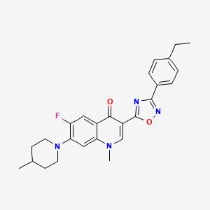 molecular formula C26H27FN4O2 B2965149 3-(3-(4-ethylphenyl)-1,2,4-oxadiazol-5-yl)-6-fluoro-1-methyl-7-(4-methylpiperidin-1-yl)quinolin-4(1H)-one CAS No. 1110984-95-6