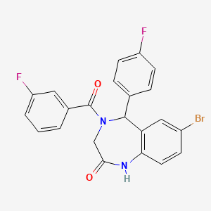 molecular formula C22H15BrF2N2O2 B2965159 7-bromo-4-(3-fluorobenzoyl)-5-(4-fluorophenyl)-4,5-dihydro-1H-benzo[e][1,4]diazepin-2(3H)-one CAS No. 533876-25-4