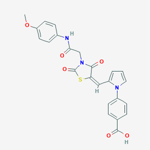 molecular formula C24H19N3O6S B296516 4-[2-({3-[2-(4-methoxyanilino)-2-oxoethyl]-2,4-dioxo-1,3-thiazolidin-5-ylidene}methyl)-1H-pyrrol-1-yl]benzoic acid 
