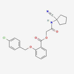 molecular formula C22H21ClN2O4 B2965166 [2-[(1-Cyanocyclopentyl)amino]-2-oxoethyl] 2-[(4-chlorophenyl)methoxy]benzoate CAS No. 1002073-01-9