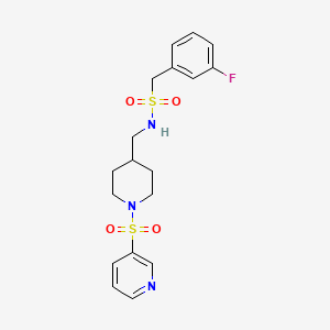 molecular formula C18H22FN3O4S2 B2965168 1-(3-氟苯基)-N-((1-(吡啶-3-磺酰基)哌啶-4-基)甲基)甲磺酰胺 CAS No. 1428372-01-3