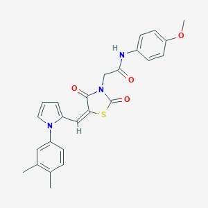 molecular formula C25H23N3O4S B296518 2-(5-{[1-(3,4-dimethylphenyl)-1H-pyrrol-2-yl]methylene}-2,4-dioxo-1,3-thiazolidin-3-yl)-N-(4-methoxyphenyl)acetamide 