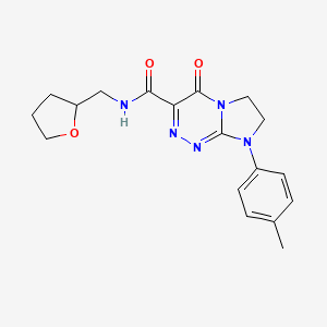molecular formula C18H21N5O3 B2965182 4-oxo-N-((tetrahydrofuran-2-yl)methyl)-8-(p-tolyl)-4,6,7,8-tetrahydroimidazo[2,1-c][1,2,4]triazine-3-carboxamide CAS No. 946310-87-8