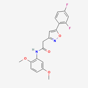 molecular formula C19H16F2N2O4 B2965185 2-(5-(2,4-二氟苯基)异恶唑-3-基)-N-(2,5-二甲氧基苯基)乙酰胺 CAS No. 1105216-40-7