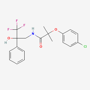 B2965186 2-(4-chlorophenoxy)-2-methyl-N-(3,3,3-trifluoro-2-hydroxy-2-phenylpropyl)propanamide CAS No. 1351609-06-7