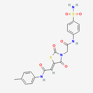 molecular formula C20H18N4O6S2 B2965188 (Z)-2-(2,4-二氧代-3-(2-氧代-2-((4-磺酰苯基)氨基)乙基)噻唑烷-5-亚基)-N-(对甲苯基)乙酰胺 CAS No. 1942846-73-2