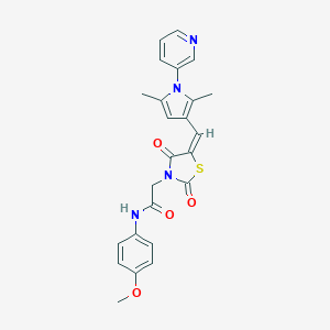molecular formula C24H22N4O4S B296519 2-(5-{[2,5-dimethyl-1-(3-pyridinyl)-1H-pyrrol-3-yl]methylene}-2,4-dioxo-1,3-thiazolidin-3-yl)-N-(4-methoxyphenyl)acetamide 