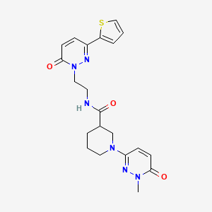 molecular formula C21H24N6O3S B2965195 1-(1-甲基-6-氧代-1,6-二氢吡啶并[3,4-d]嘧啶-3-基)-N-(2-(6-氧代-3-(噻吩-2-基)吡啶并[3,4-d]嘧啶-1(6H)-基)乙基)哌啶-3-甲酰胺 CAS No. 1396871-22-9