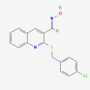 molecular formula C17H13ClN2OS B2965217 2-[(4-Chlorobenzyl)sulfanyl]-3-quinolinecarbaldehyde oxime CAS No. 478065-54-2