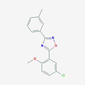 molecular formula C16H13ClN2O2 B296522 5-(5-Chloro-2-methoxyphenyl)-3-(3-methylphenyl)-1,2,4-oxadiazole 