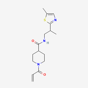 molecular formula C16H23N3O2S B2965227 N-[2-(5-Methyl-1,3-thiazol-2-yl)propyl]-1-prop-2-enoylpiperidine-4-carboxamide CAS No. 2361736-92-5