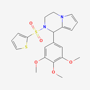 molecular formula C20H22N2O5S2 B2965229 2-(Thiophen-2-ylsulfonyl)-1-(3,4,5-trimethoxyphenyl)-1,2,3,4-tetrahydropyrrolo[1,2-a]pyrazine CAS No. 899959-52-5