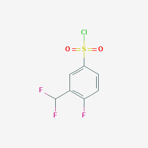 molecular formula C7H4ClF3O2S B2965236 3-(Difluoromethyl)-4-fluorobenzene-1-sulfonyl chloride CAS No. 2091597-77-0