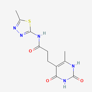 molecular formula C11H13N5O3S B2965240 N-(5-methyl-1,3,4-thiadiazol-2-yl)-3-(6-methyl-2,4-dioxo-1,2,3,4-tetrahydropyrimidin-5-yl)propanamide CAS No. 1105228-80-5