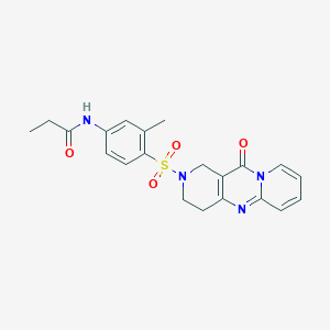 molecular formula C21H22N4O4S B2965242 N-(3-methyl-4-((11-oxo-3,4-dihydro-1H-dipyrido[1,2-a:4',3'-d]pyrimidin-2(11H)-yl)sulfonyl)phenyl)propionamide CAS No. 2034266-72-1