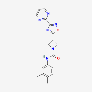 molecular formula C18H18N6O2 B2965245 N-(3,4-dimethylphenyl)-3-(3-(pyrimidin-2-yl)-1,2,4-oxadiazol-5-yl)azetidine-1-carboxamide CAS No. 1324679-05-1