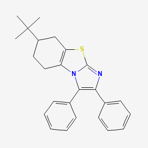 molecular formula C25H26N2S B2965248 10-tert-butyl-3,4-diphenyl-7-thia-2,5-diazatricyclo[6.4.0.0^{2,6}]dodeca-1(8),3,5-triene CAS No. 866808-05-1