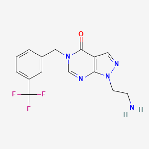molecular formula C15H14F3N5O B2965251 1-(2-aminoethyl)-5-(3-(trifluoromethyl)benzyl)-1H-pyrazolo[3,4-d]pyrimidin-4(5H)-one CAS No. 1105196-89-1