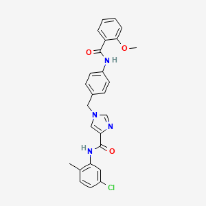molecular formula C26H23ClN4O3 B2965253 N-(5-chloro-2-methylphenyl)-1-(4-(2-methoxybenzamido)benzyl)-1H-imidazole-4-carboxamide CAS No. 1251558-38-9