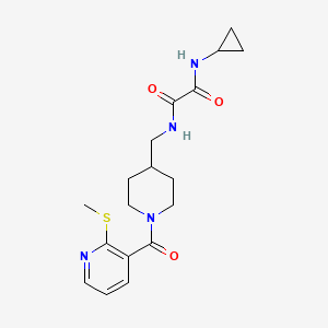molecular formula C18H24N4O3S B2965258 N1-cyclopropyl-N2-((1-(2-(methylthio)nicotinoyl)piperidin-4-yl)methyl)oxalamide CAS No. 1235304-26-3