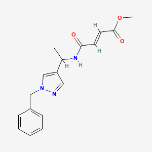 molecular formula C17H19N3O3 B2965260 Methyl (E)-4-[1-(1-benzylpyrazol-4-yl)ethylamino]-4-oxobut-2-enoate CAS No. 2411332-57-3