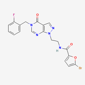 molecular formula C19H15BrFN5O3 B2965267 5-bromo-N-(2-(5-(2-fluorobenzyl)-4-oxo-4,5-dihydro-1H-pyrazolo[3,4-d]pyrimidin-1-yl)ethyl)furan-2-carboxamide CAS No. 921890-49-5
