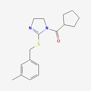 molecular formula C17H22N2OS B2965268 cyclopentyl(2-((3-methylbenzyl)thio)-4,5-dihydro-1H-imidazol-1-yl)methanone CAS No. 851803-14-0