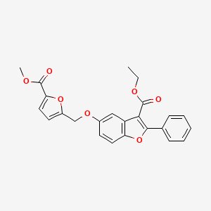 molecular formula C24H20O7 B2965277 Ethyl 5-{[5-(methoxycarbonyl)furan-2-yl]methoxy}-2-phenyl-1-benzofuran-3-carboxylate CAS No. 300557-05-5