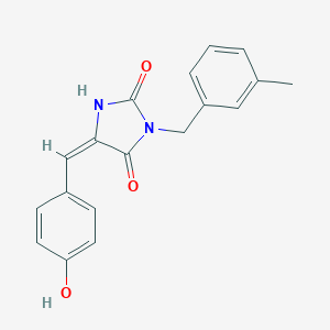 molecular formula C18H16N2O3 B296528 5-(4-Hydroxybenzylidene)-3-(3-methylbenzyl)-2,4-imidazolidinedione 