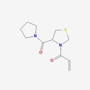 molecular formula C11H16N2O2S B2965285 1-[4-(Pyrrolidine-1-carbonyl)-1,3-thiazolidin-3-yl]prop-2-en-1-one CAS No. 2224133-74-6