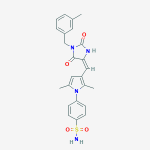 molecular formula C24H24N4O4S B296530 4-(2,5-dimethyl-3-{(E)-[1-(3-methylbenzyl)-2,5-dioxoimidazolidin-4-ylidene]methyl}-1H-pyrrol-1-yl)benzenesulfonamide 
