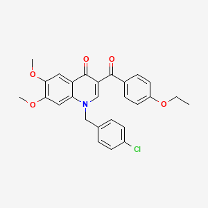 molecular formula C27H24ClNO5 B2965304 1-[(4-Chlorophenyl)methyl]-3-(4-ethoxybenzoyl)-6,7-dimethoxy-1,4-dihydroquinolin-4-one CAS No. 904450-60-8