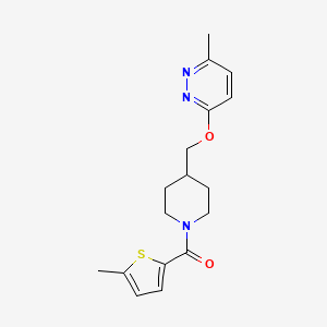 molecular formula C17H21N3O2S B2965308 [4-[(6-Methylpyridazin-3-yl)oxymethyl]piperidin-1-yl]-(5-methylthiophen-2-yl)methanone CAS No. 2379997-73-4