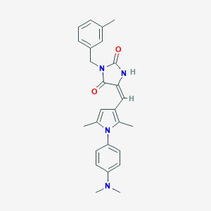 molecular formula C26H28N4O2 B296531 5-({1-[4-(dimethylamino)phenyl]-2,5-dimethyl-1H-pyrrol-3-yl}methylene)-3-(3-methylbenzyl)-2,4-imidazolidinedione 