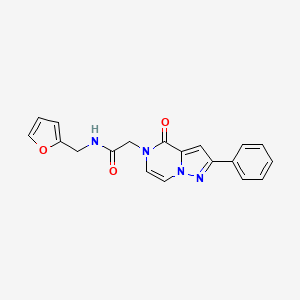 molecular formula C19H16N4O3 B2965314 N-(2-furylmethyl)-2-(4-oxo-2-phenylpyrazolo[1,5-a]pyrazin-5(4H)-yl)acetamide CAS No. 941920-60-1