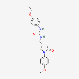 molecular formula C21H25N3O4 B2965315 1-(4-Ethoxyphenyl)-3-((1-(4-methoxyphenyl)-5-oxopyrrolidin-3-yl)methyl)urea CAS No. 946299-92-9