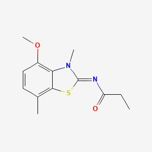 N-(4-methoxy-3,7-dimethyl-1,3-benzothiazol-2-ylidene)propanamide