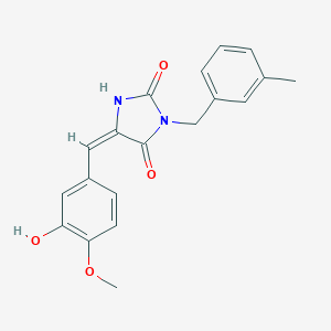 (5E)-5-(3-hydroxy-4-methoxybenzylidene)-3-(3-methylbenzyl)imidazolidine-2,4-dione
