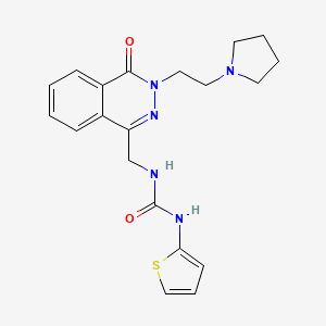 molecular formula C20H23N5O2S B2965339 1-((4-Oxo-3-(2-(pyrrolidin-1-yl)ethyl)-3,4-dihydrophthalazin-1-yl)methyl)-3-(thiophen-2-yl)urea CAS No. 1448029-15-9