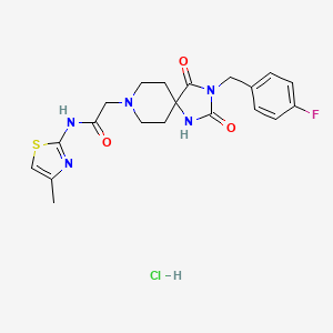 molecular formula C20H23ClFN5O3S B2965347 2-(3-(4-fluorobenzyl)-2,4-dioxo-1,3,8-triazaspiro[4.5]decan-8-yl)-N-(4-methylthiazol-2-yl)acetamide hydrochloride CAS No. 1189429-31-9