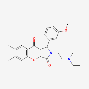 molecular formula C26H30N2O4 B2965354 2-(2-(Diethylamino)ethyl)-1-(3-methoxyphenyl)-6,7-dimethyl-1,2-dihydrochromeno[2,3-c]pyrrole-3,9-dione CAS No. 631883-76-6