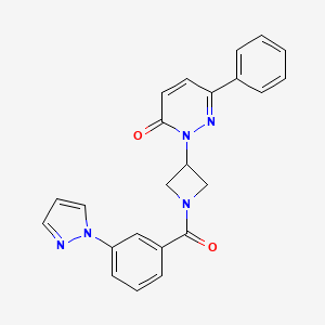 molecular formula C23H19N5O2 B2965358 6-phenyl-2-{1-[3-(1H-pyrazol-1-yl)benzoyl]azetidin-3-yl}-2,3-dihydropyridazin-3-one CAS No. 2380179-58-6