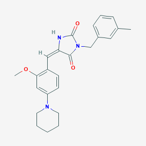 molecular formula C24H27N3O3 B296536 5-[2-Methoxy-4-(1-piperidinyl)benzylidene]-3-(3-methylbenzyl)-2,4-imidazolidinedione 